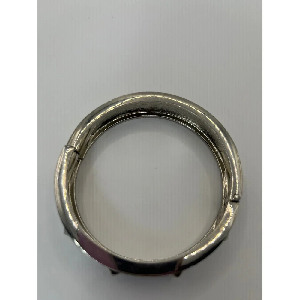 Michael Kors Bangle Bracelet Womens OS Silver Excellent Pave Crystal Studded